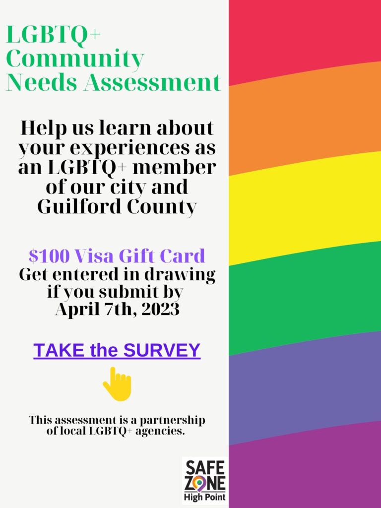 LGBTQ+ Assessment, submit survey by April 7 for a chance to win a $100 Visa gift card